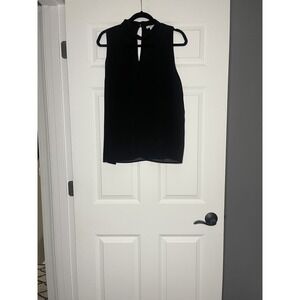 Maette High Neck Keyhole Cutout Chest Tank Top Xl Black